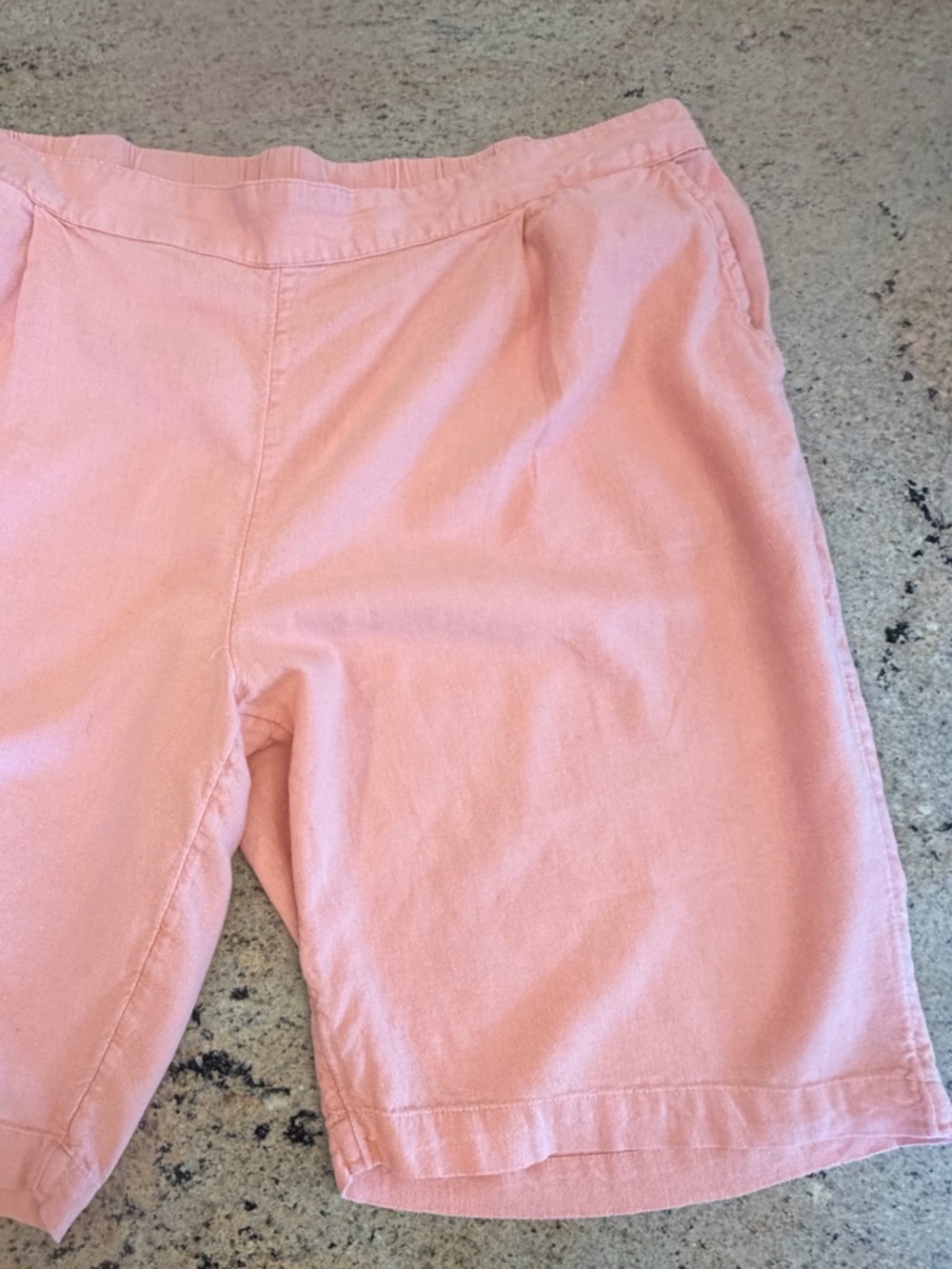 Denim & Co size Large peach Casual linen blend 10” Shorts